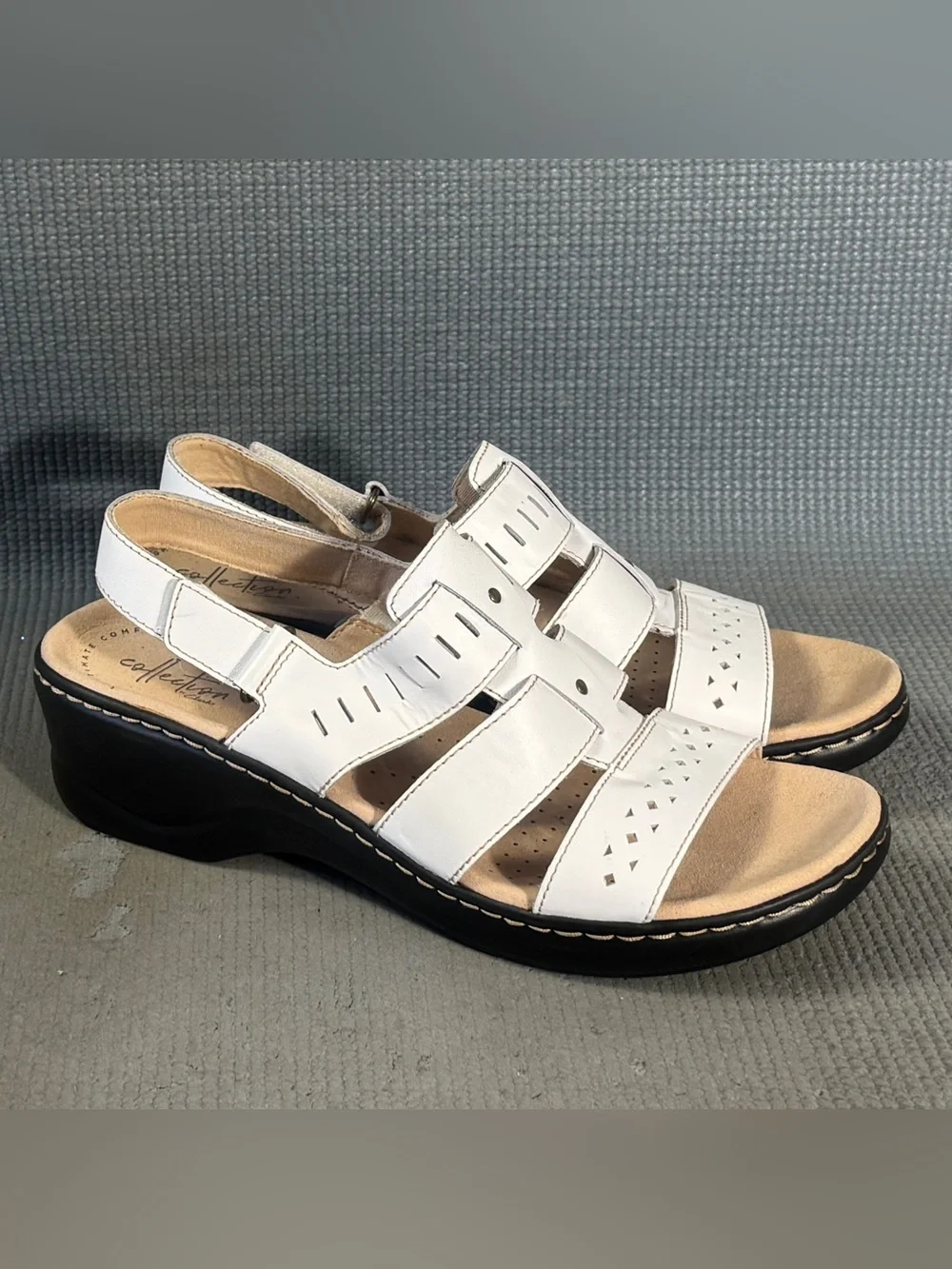Clarks Collection Women’s Lexi Qwin Slingback Cut Out Leather Sandals Size 11 N